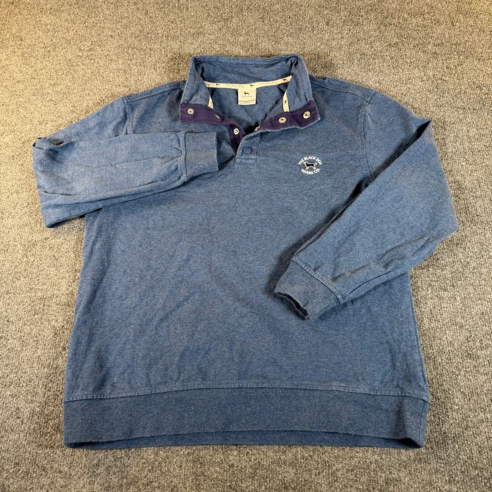 The Black Dog Tavern Co Mens Medium Blue Snap Mock Neck Pullover Sweater 3828